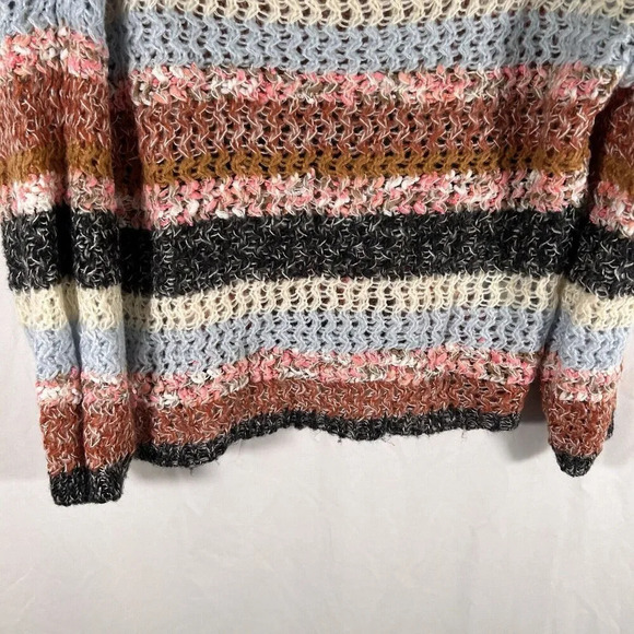 BKE Sweater Women's XS Multicolor Open Knit Long Sleeve Round Neck Pullover - Picture 3 of 11